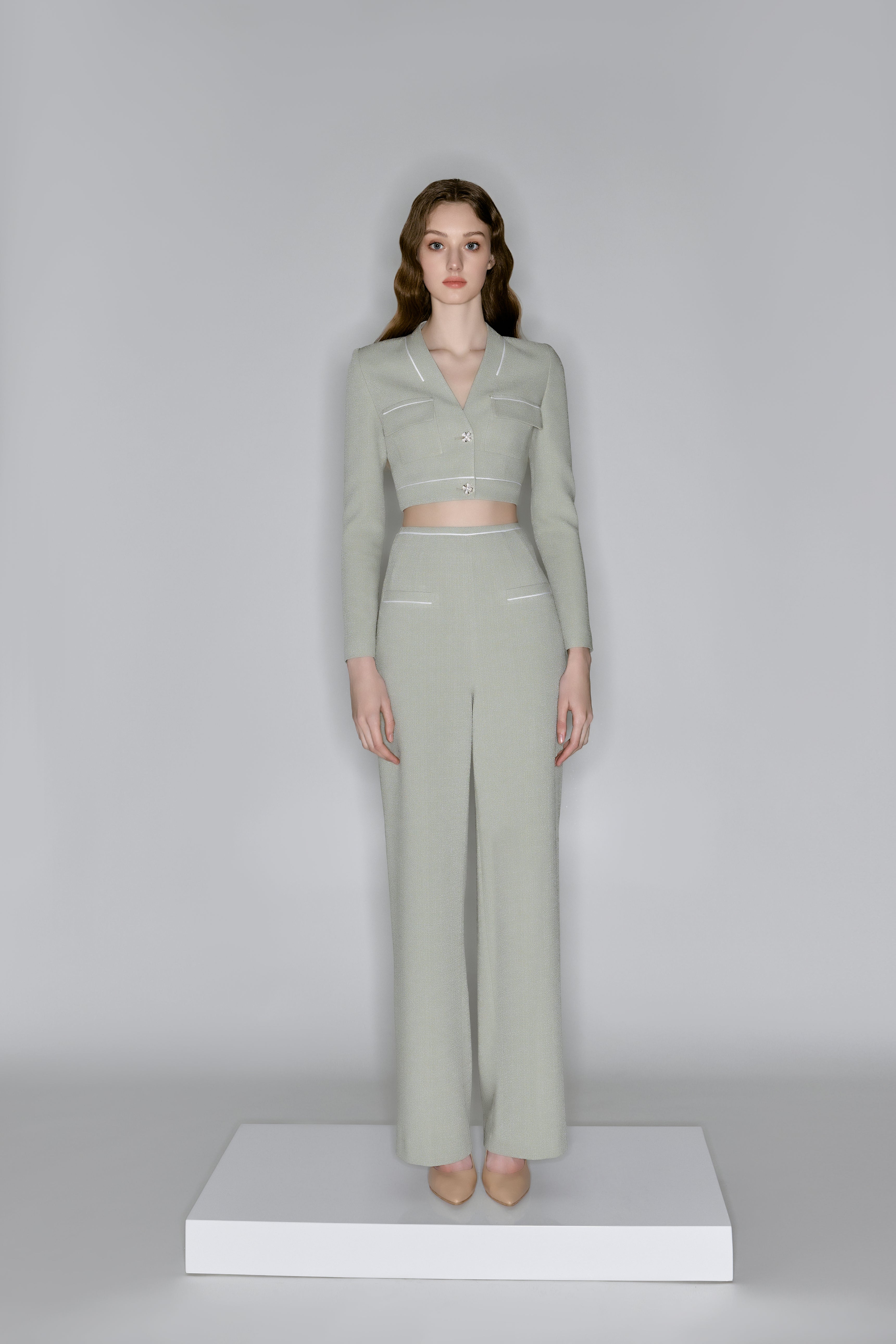 Sage Cropped Blazer