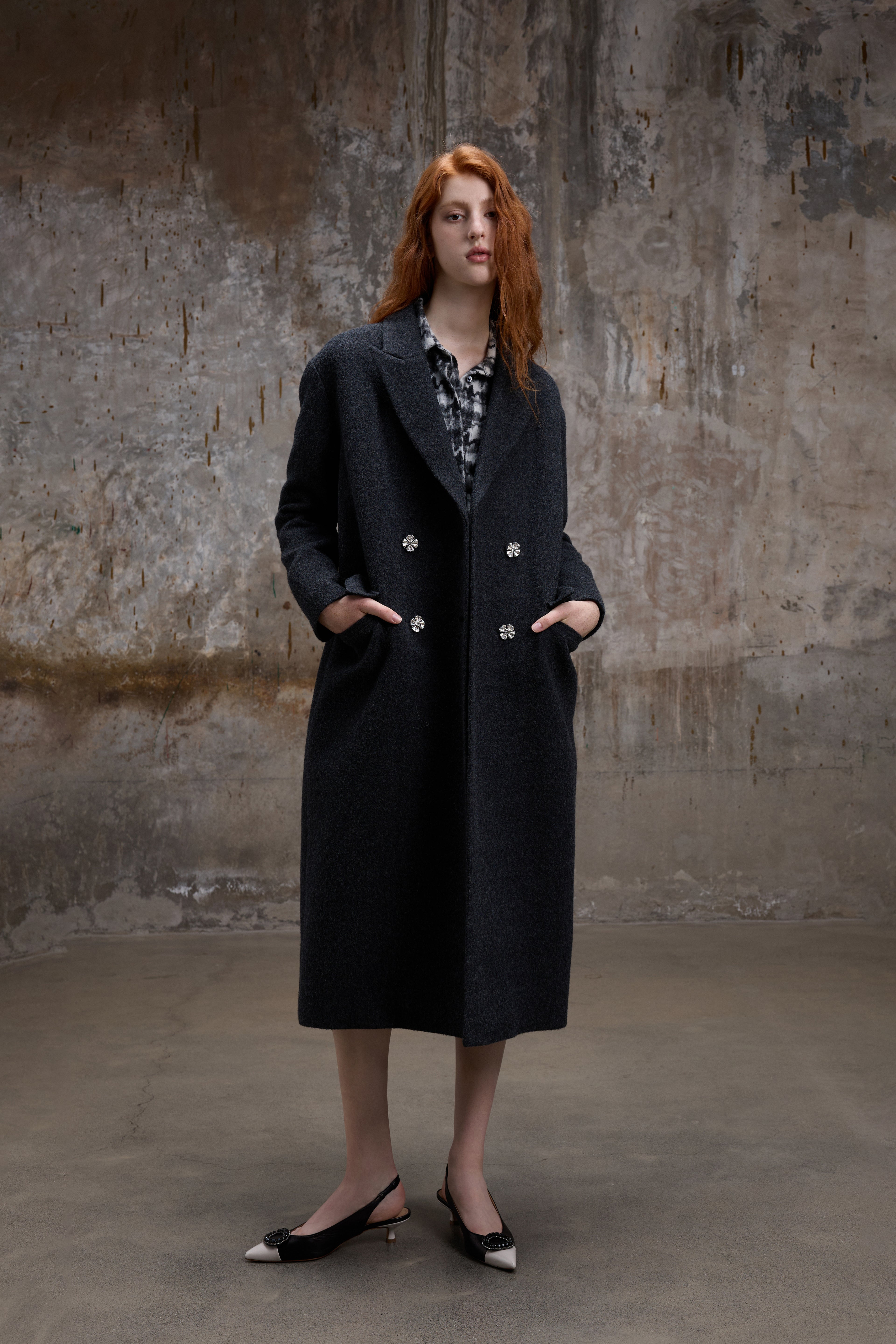 Dark Grey Alpaca Mohair Coat