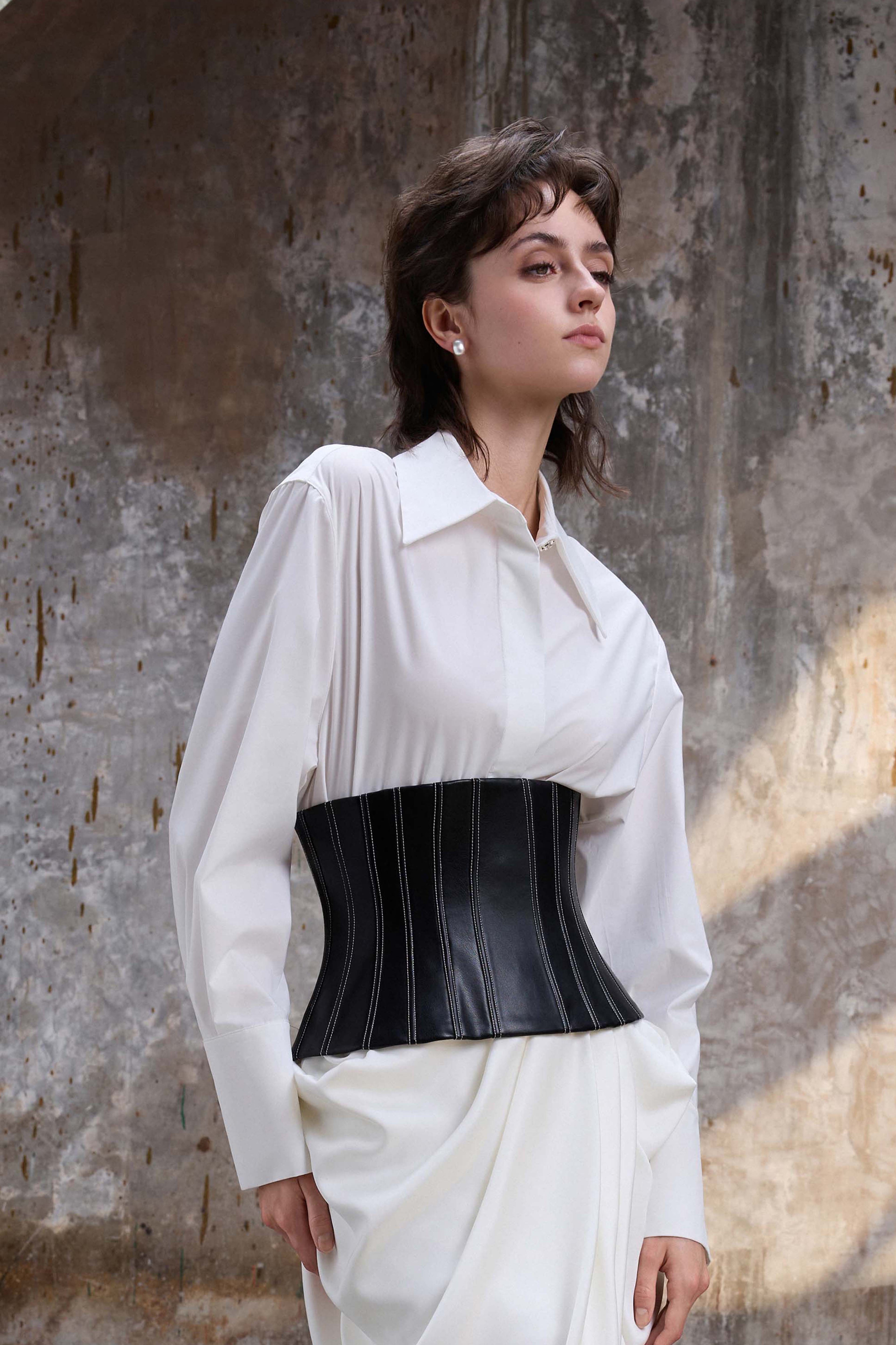 Black Contrast Stitch Corset