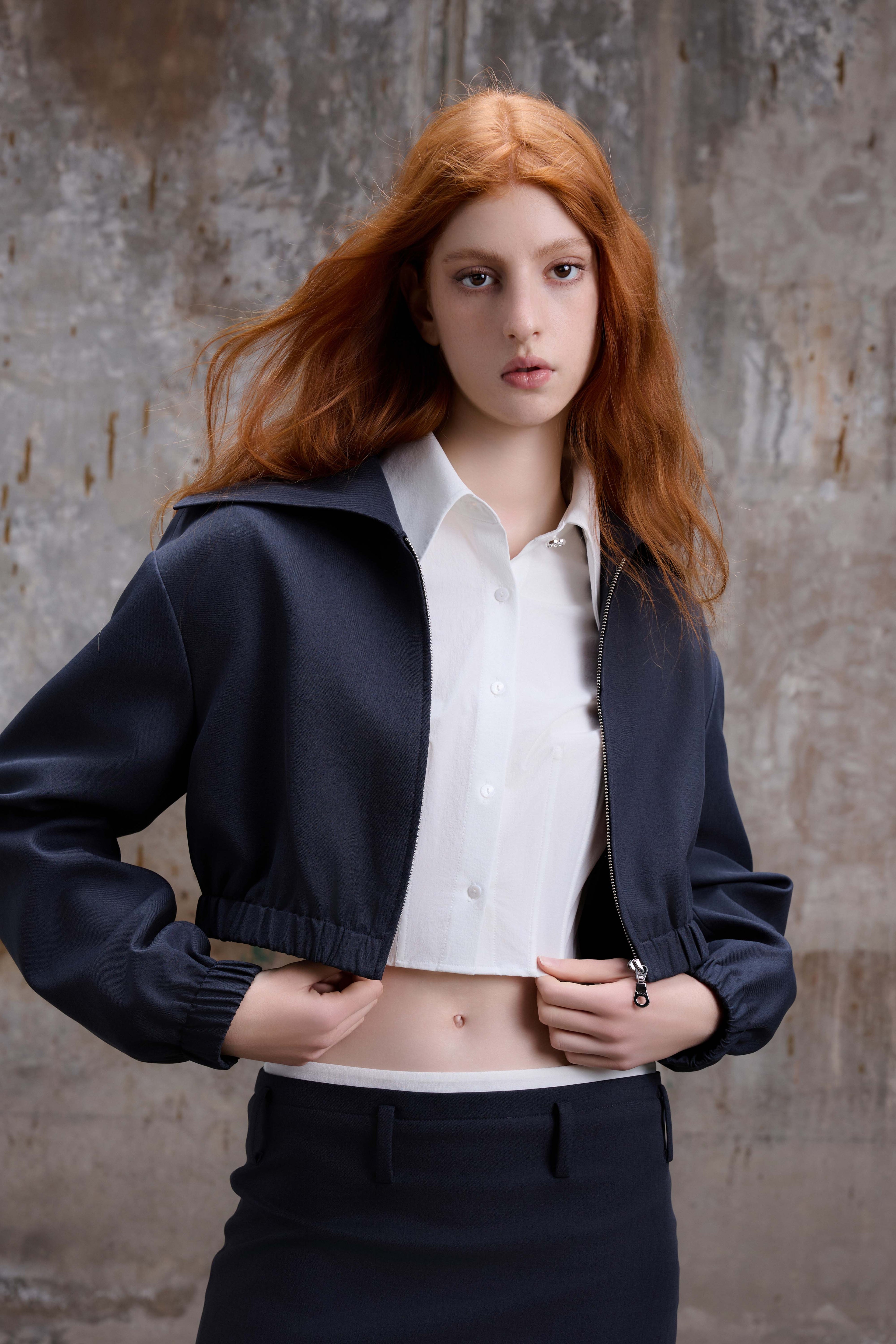 White Structured Cropped Shirt