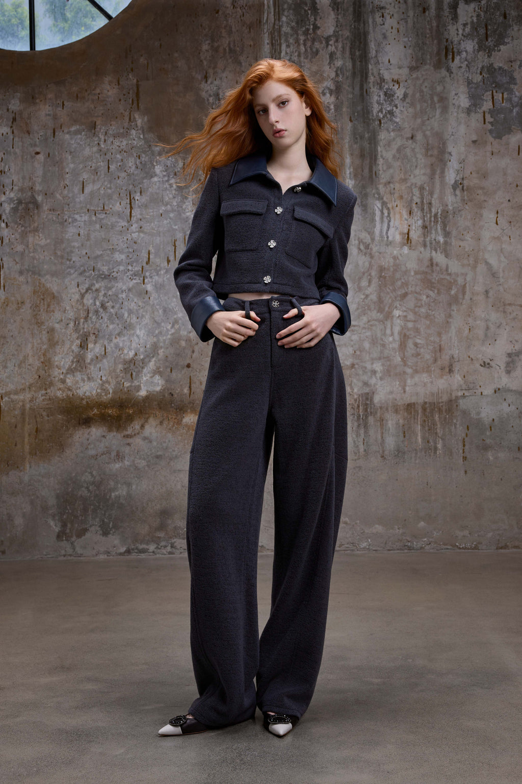 Navy wool trousers