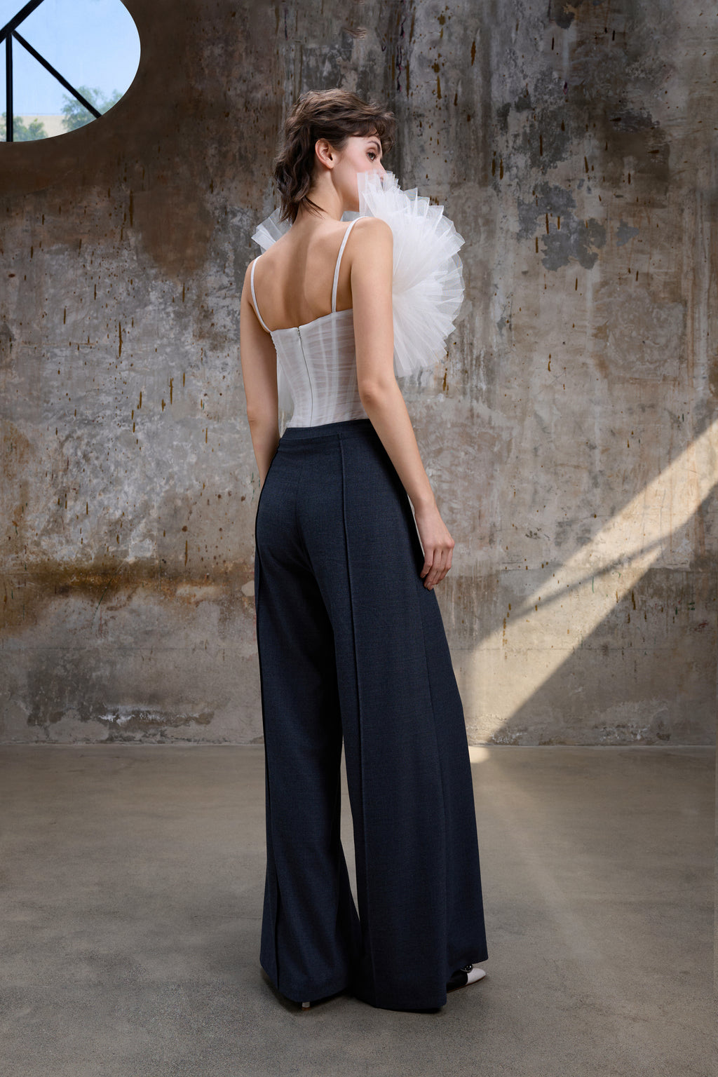 Ivory Corset Tulle Ruffle Top