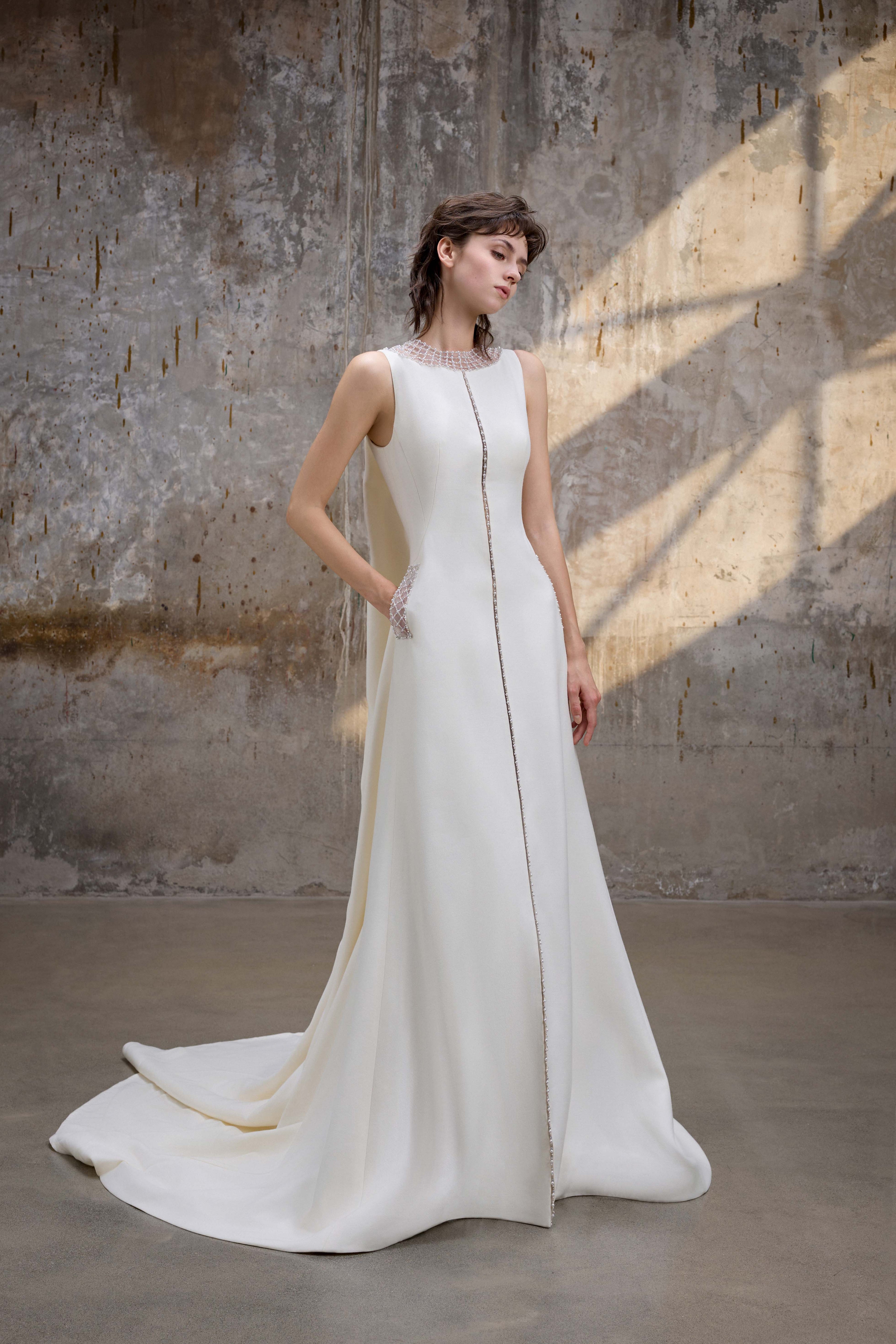 Ivory Pearl Detail Evening Dress