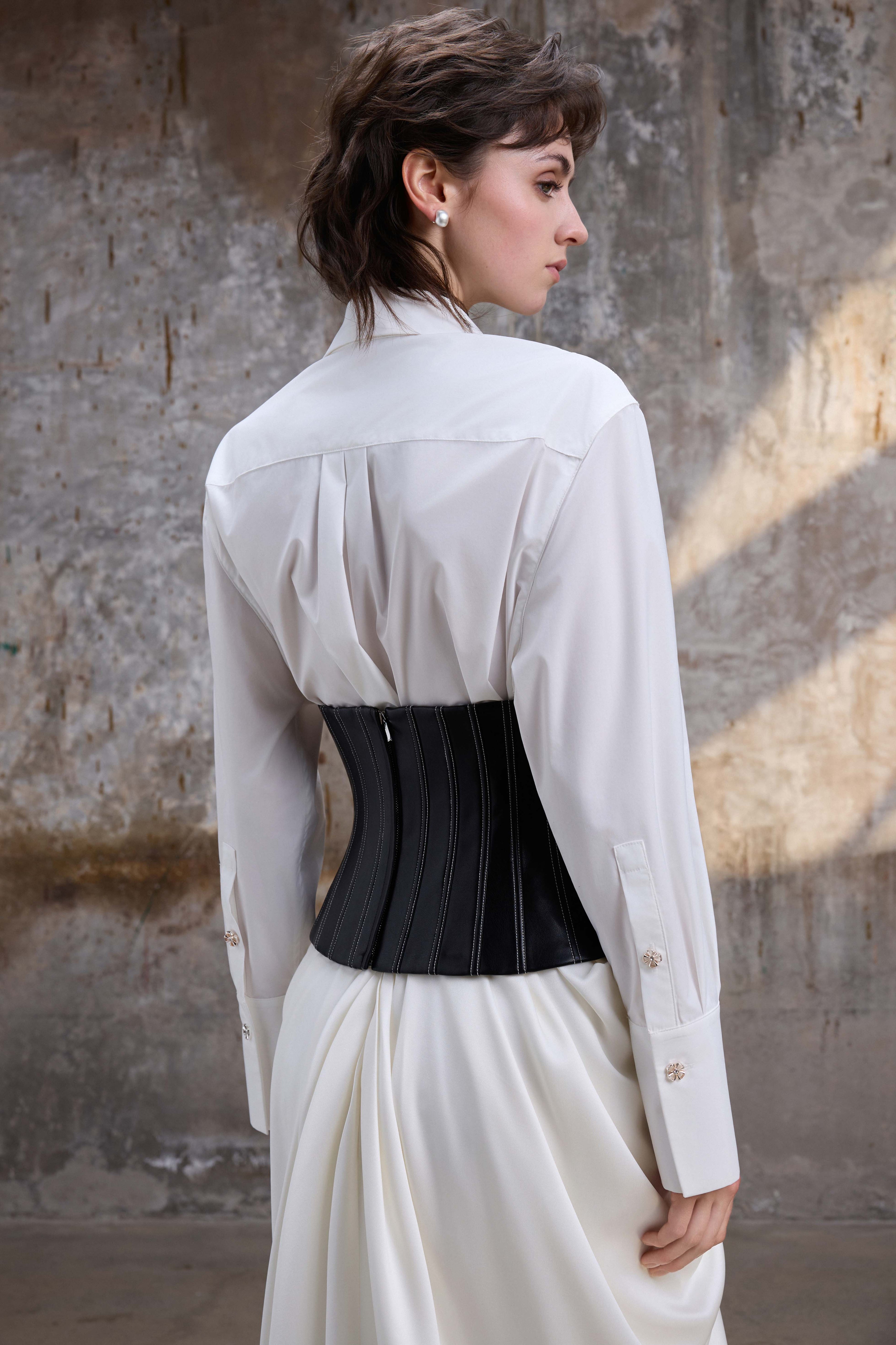 Black Contrast Stitch Corset