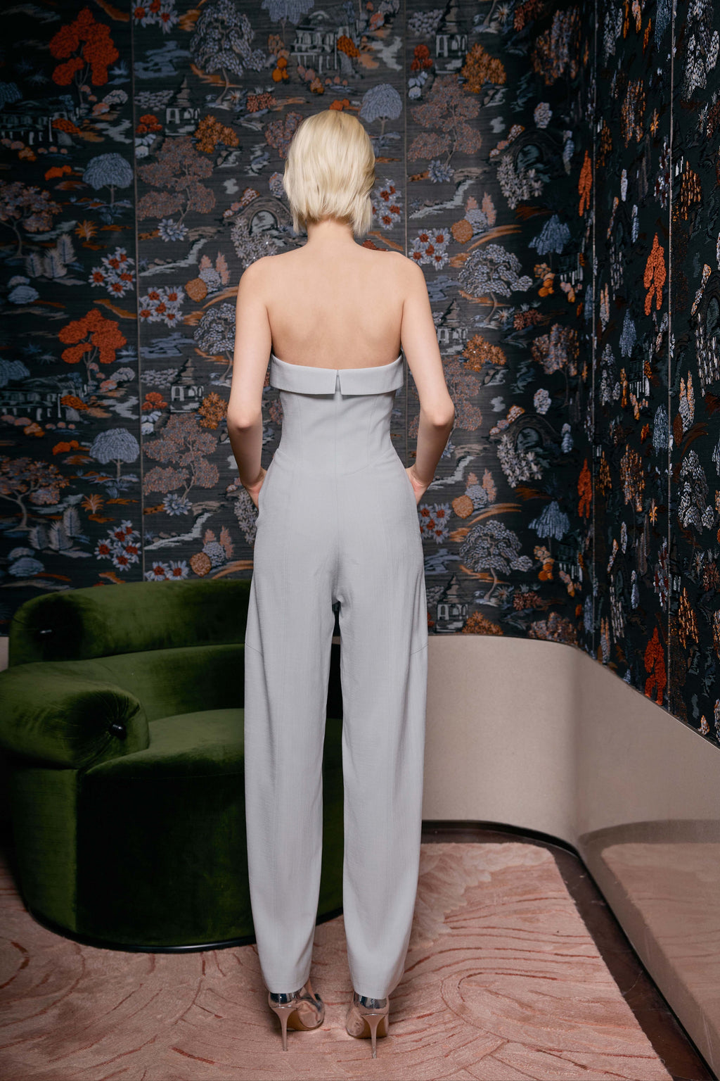 Grey Strapless Jumpsuit