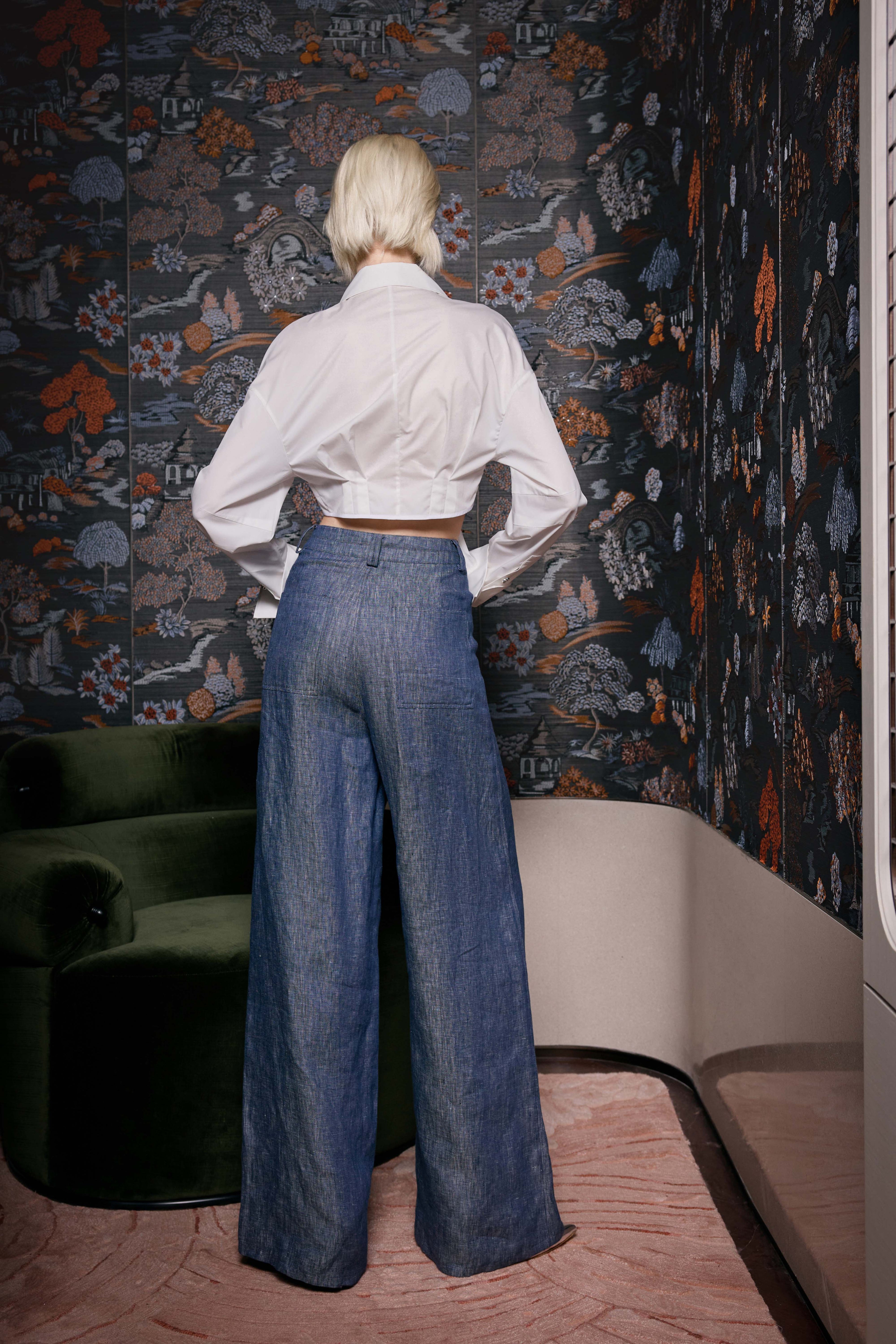 White Cropped Tie Shirt