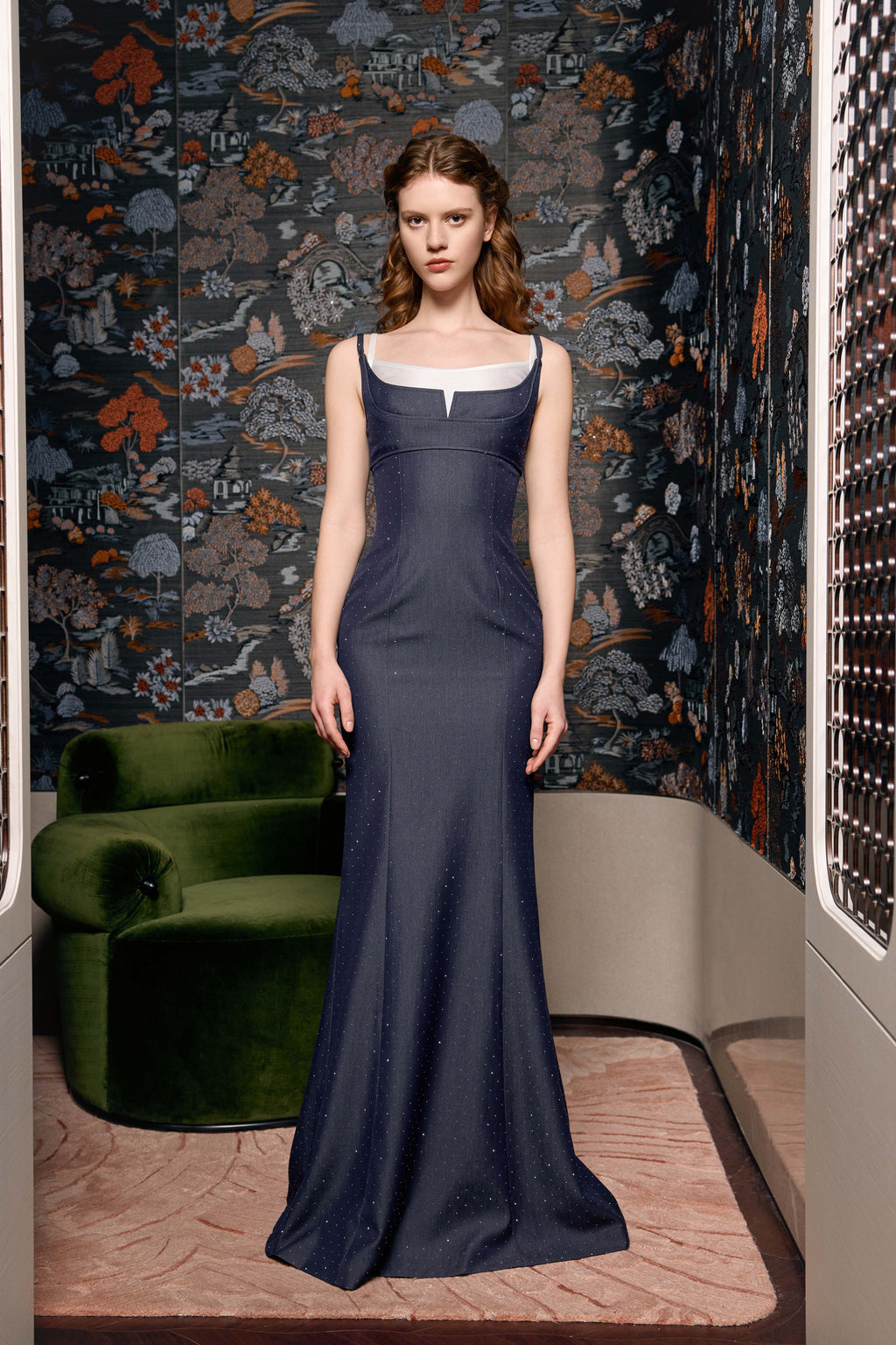 Embellished Denim Bustier Dress