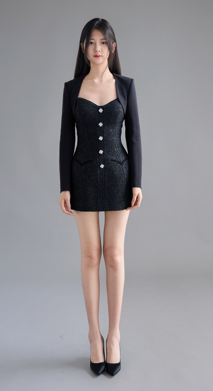 Black Tweed Sleeveless Dress