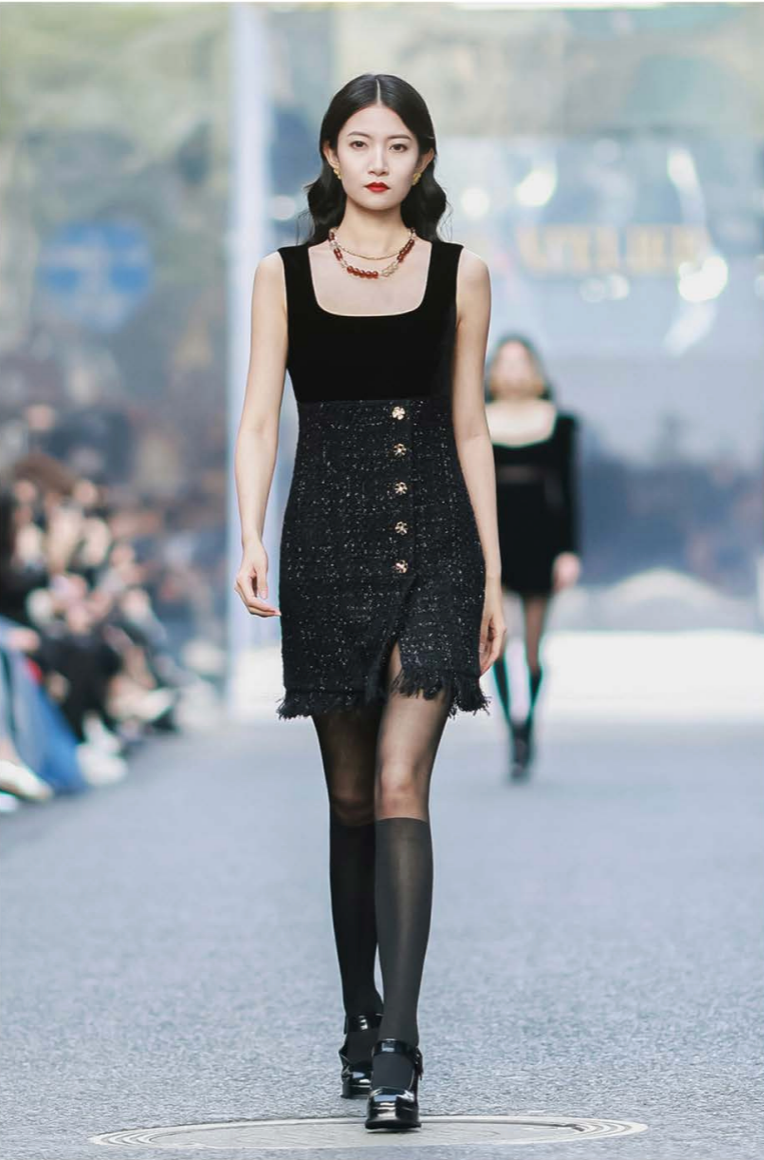 Velvet and Tweed Mini Dress