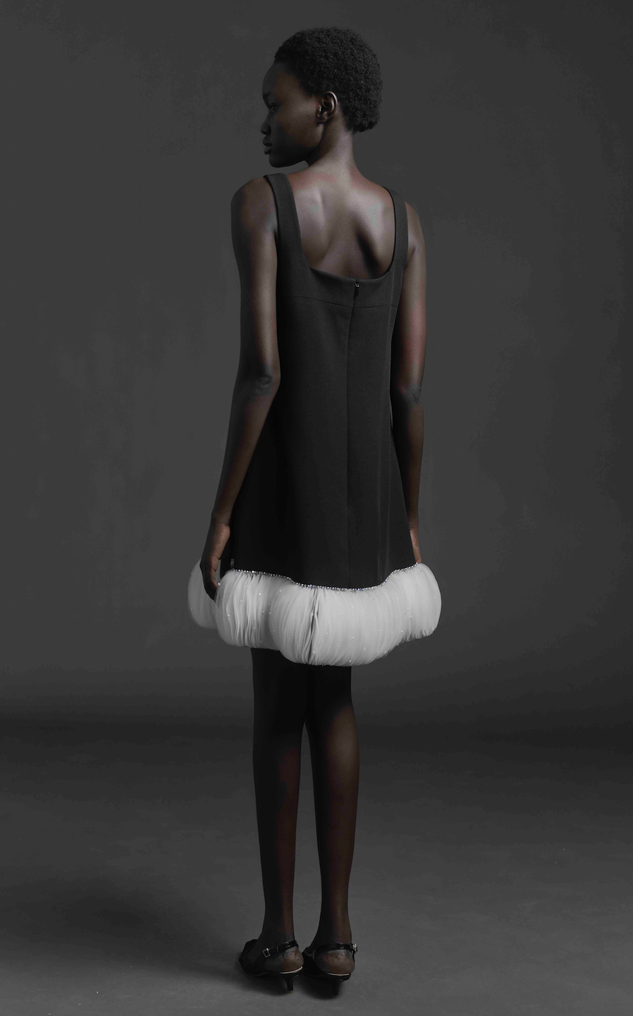 Black Short Pleated Hem Dress