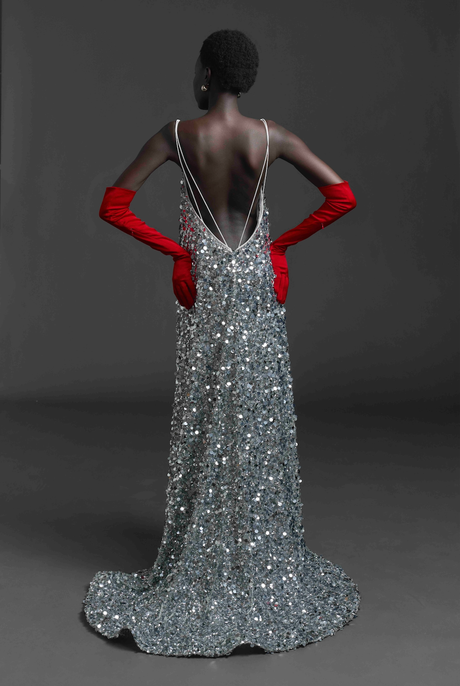 Silver Maxi Sequins Dress