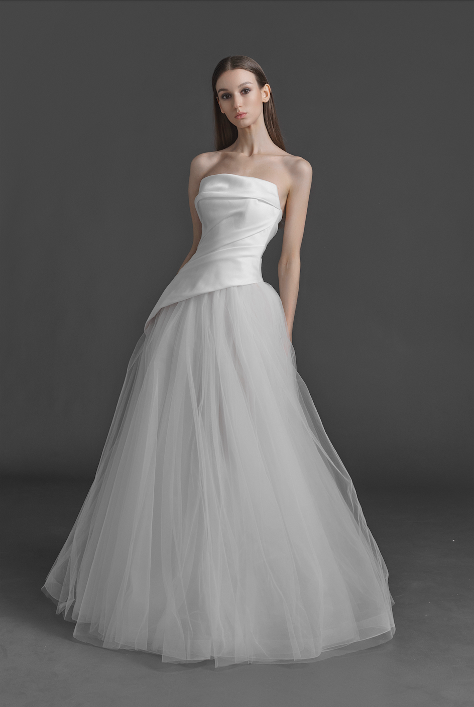 White Strapless Asymmetric Gown