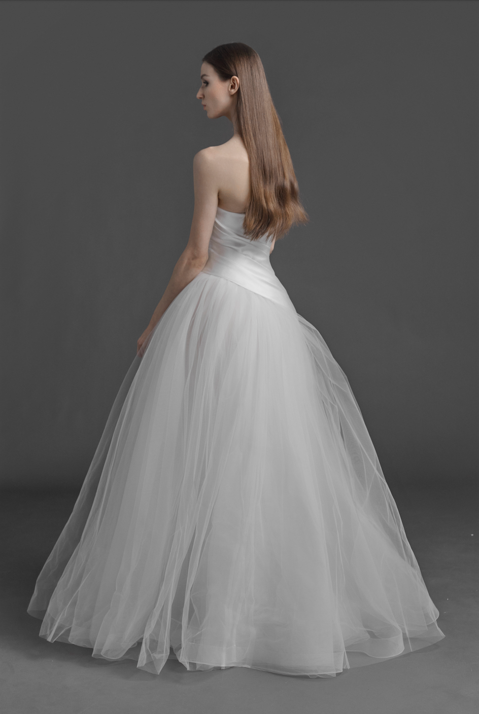 White Strapless Asymmetric Gown