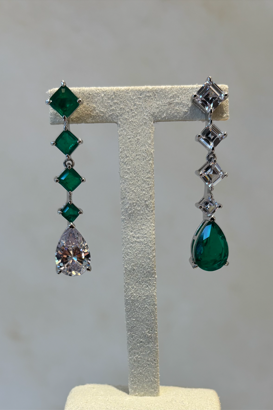 Asymmetric Green Drop Earrings