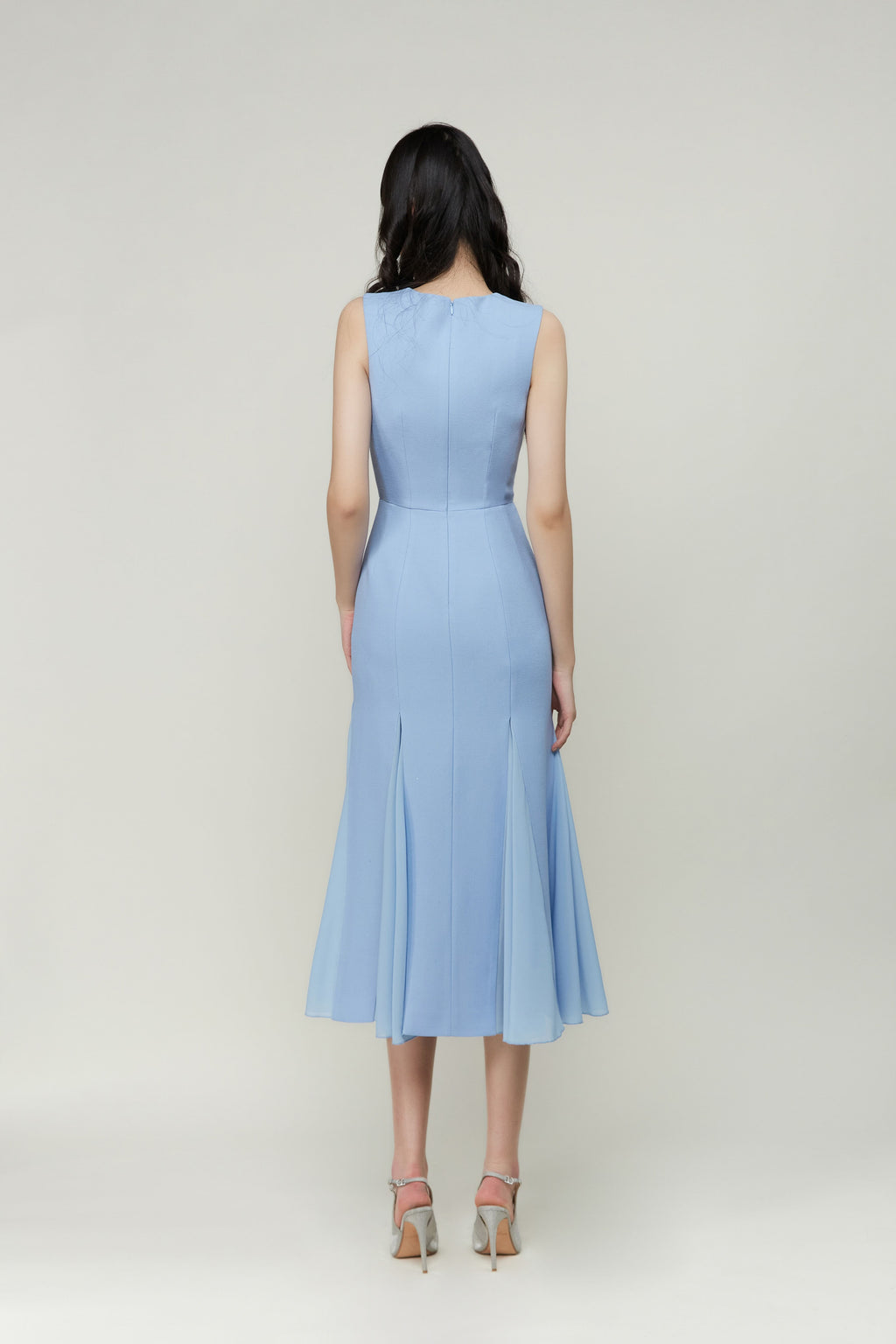 Blue Sleeveless Midi Dress