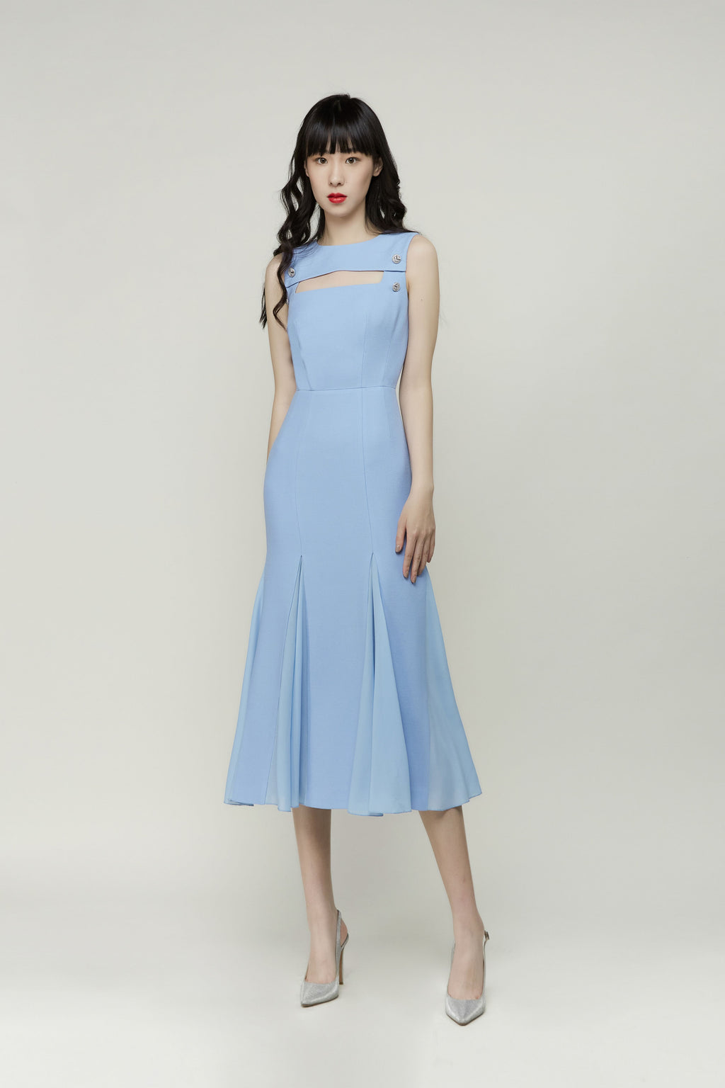 Blue Sleeveless Midi Dress