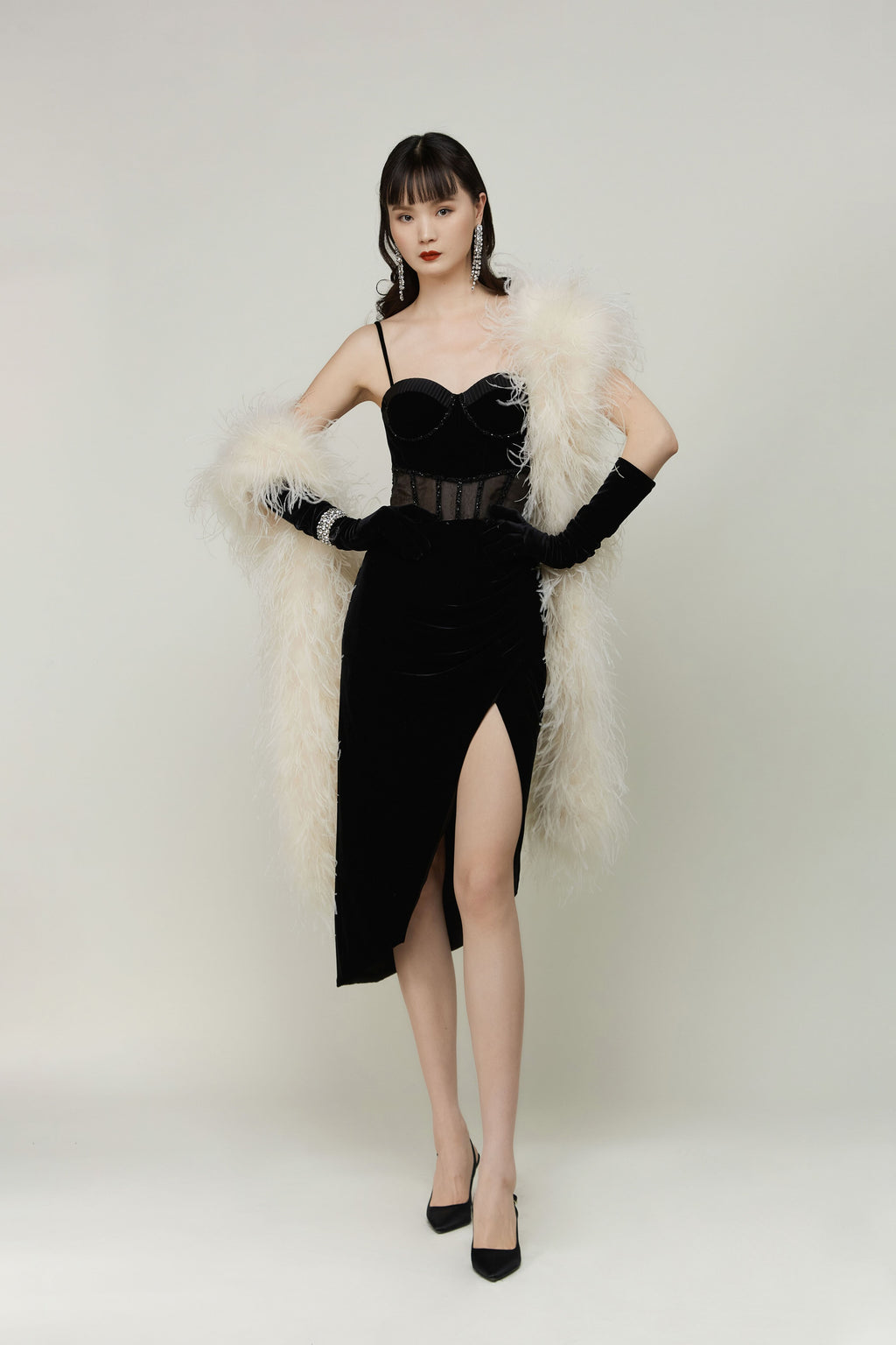 Black Corset Slit Dress