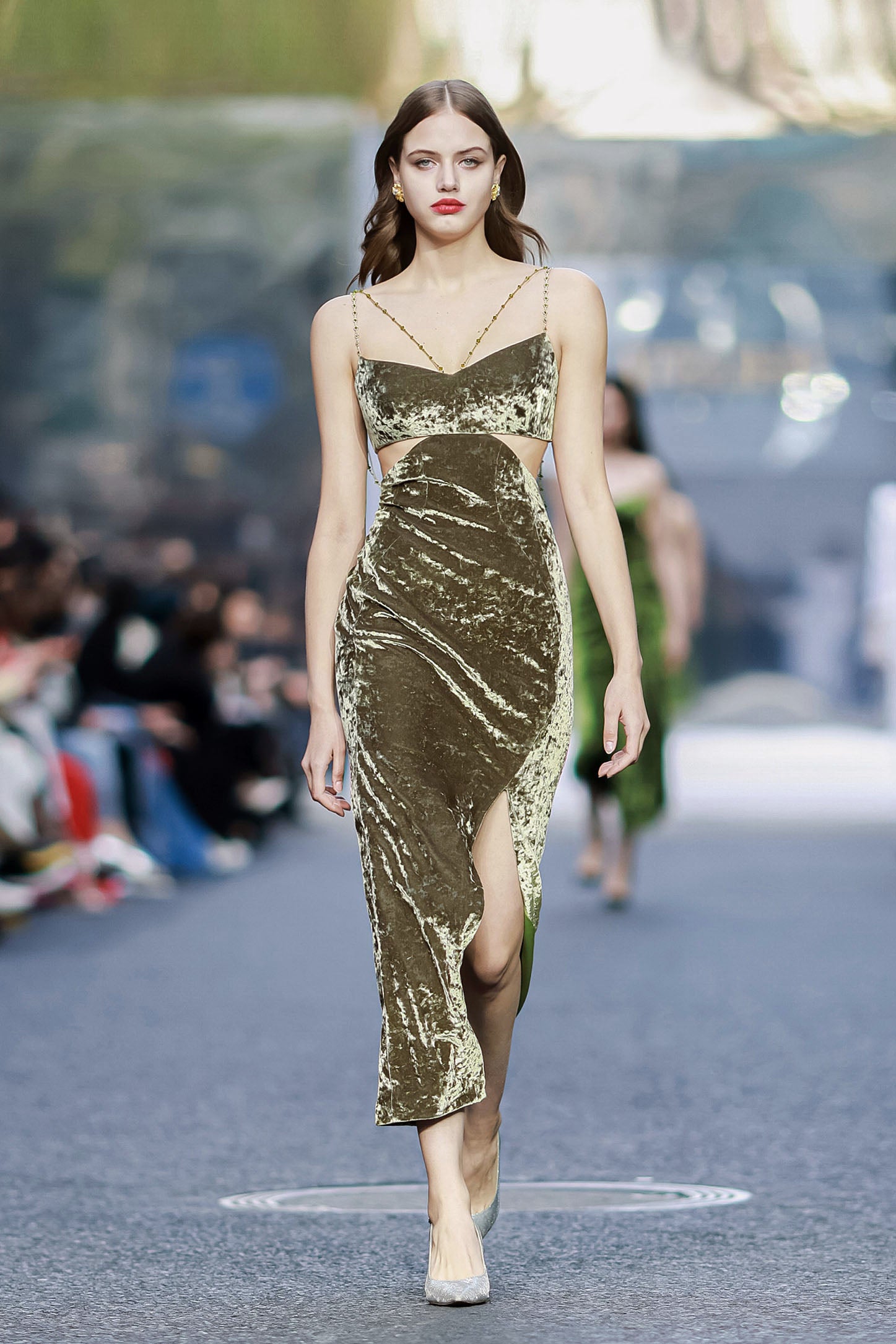 Green Velvet Cocktail Dress