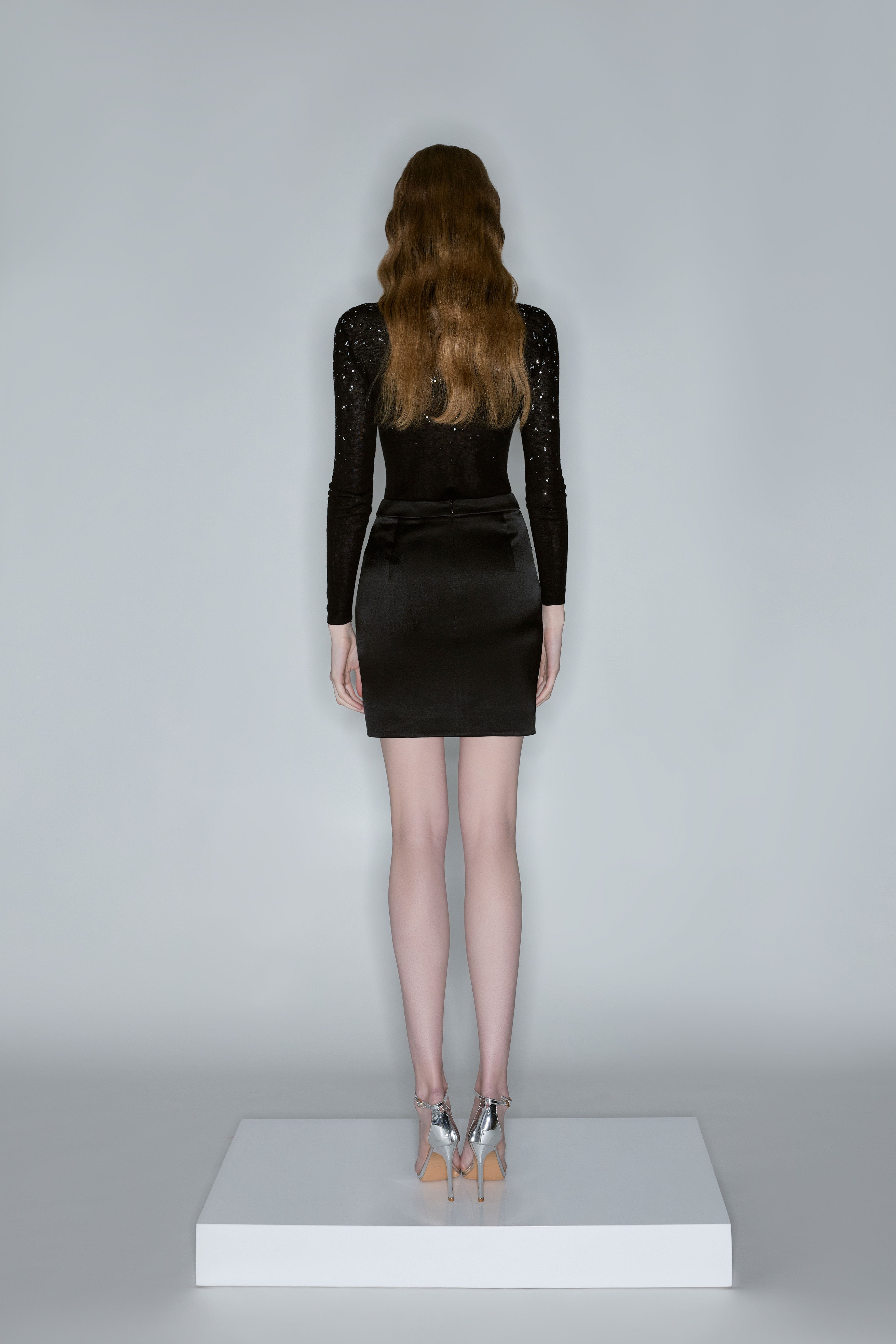 Black Ruched Mini Skirt