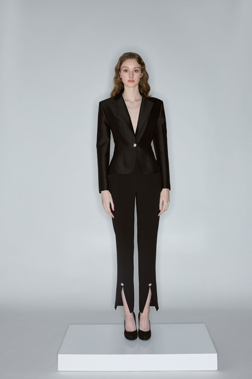 Black Wide Trousers Side Slit