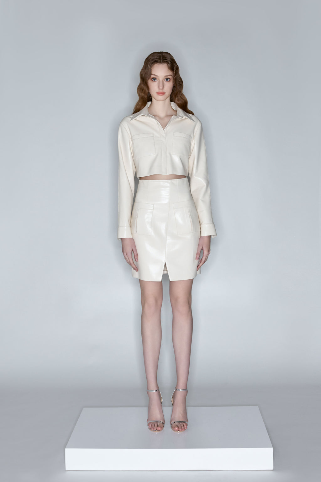 Cream Faux Leather Jacket