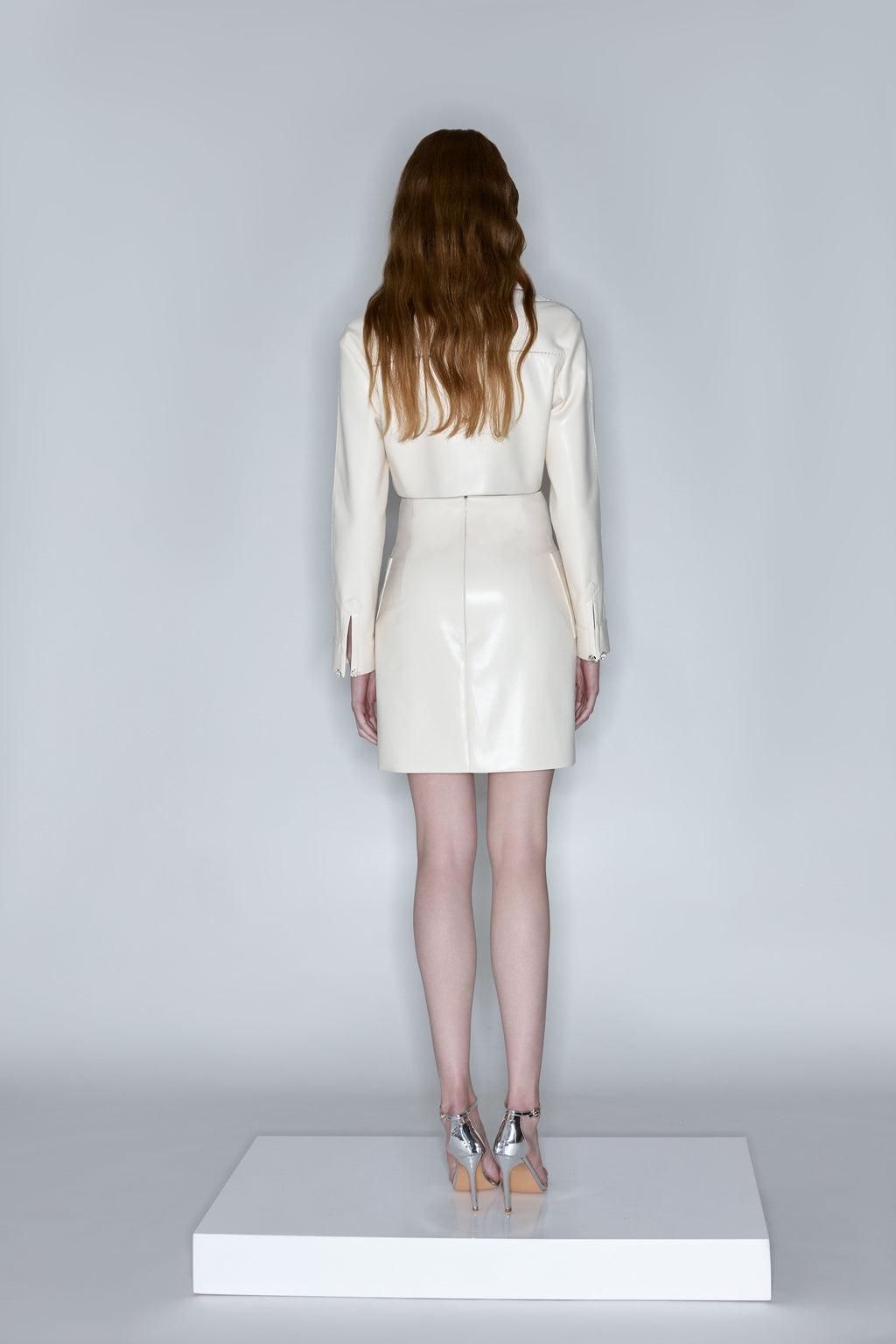 Cream Faux Leather Jacket