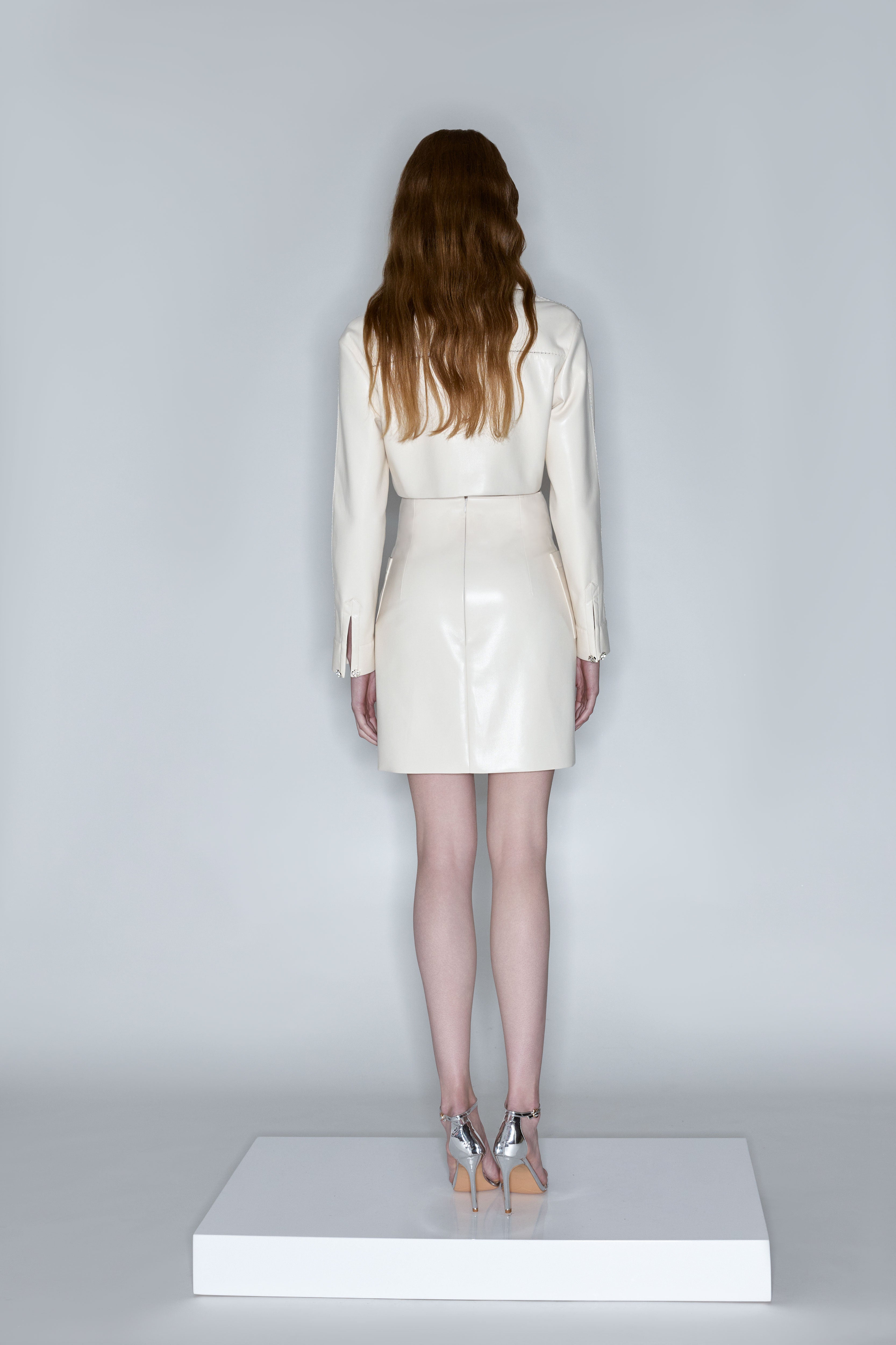 Cream Faux Leather Jacket