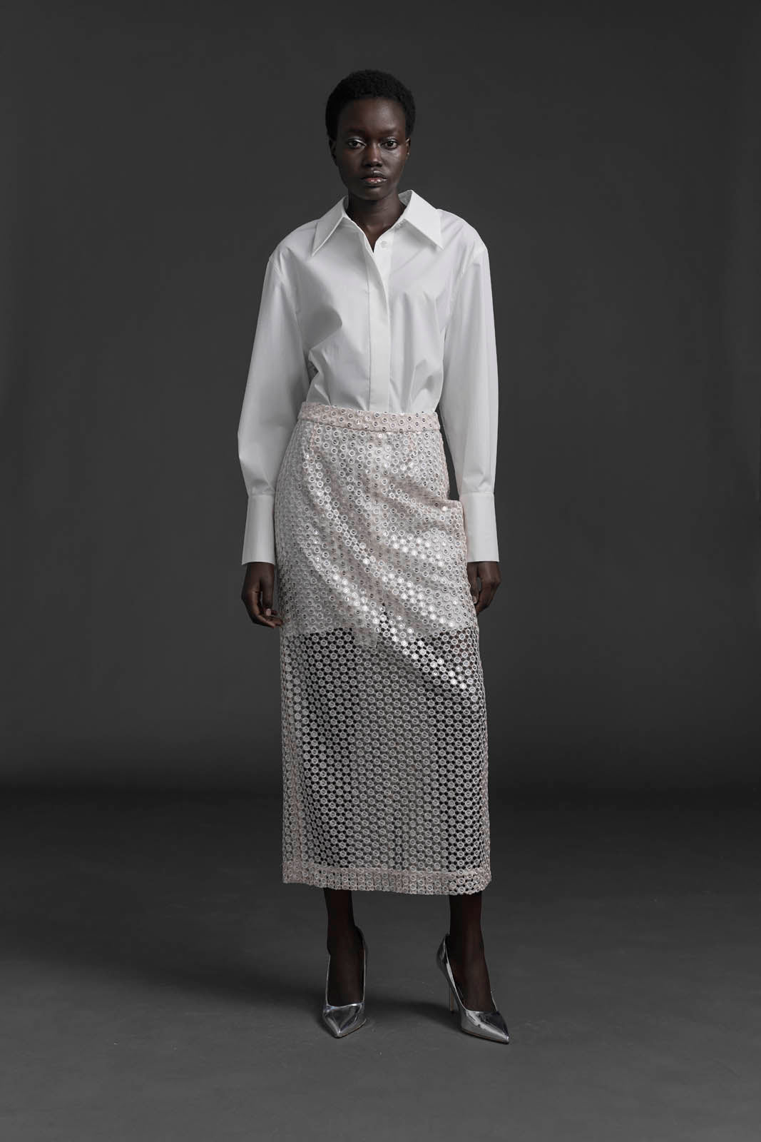 Peach Sheer Cut-out Skirt