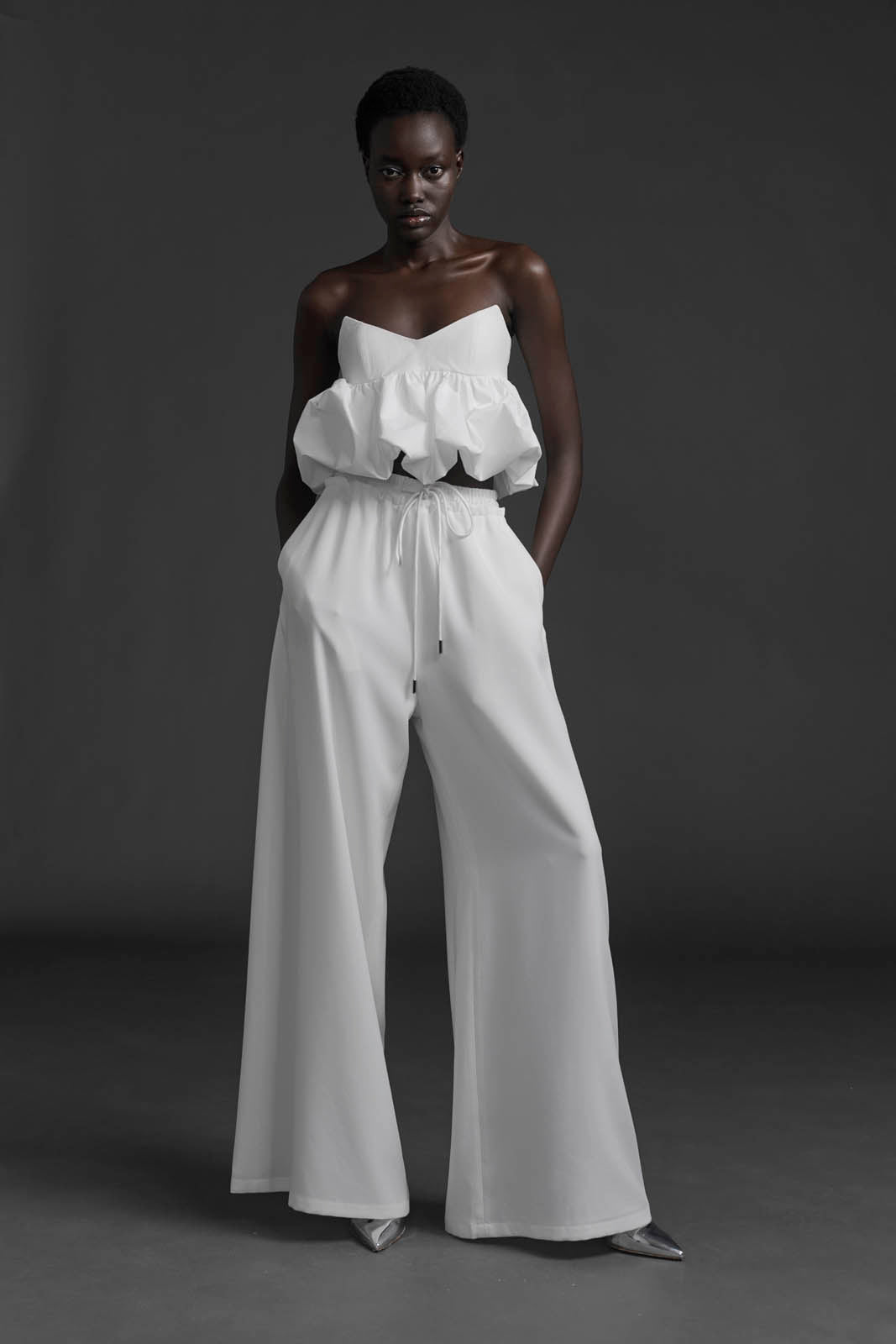 White Strapless Balloon Top