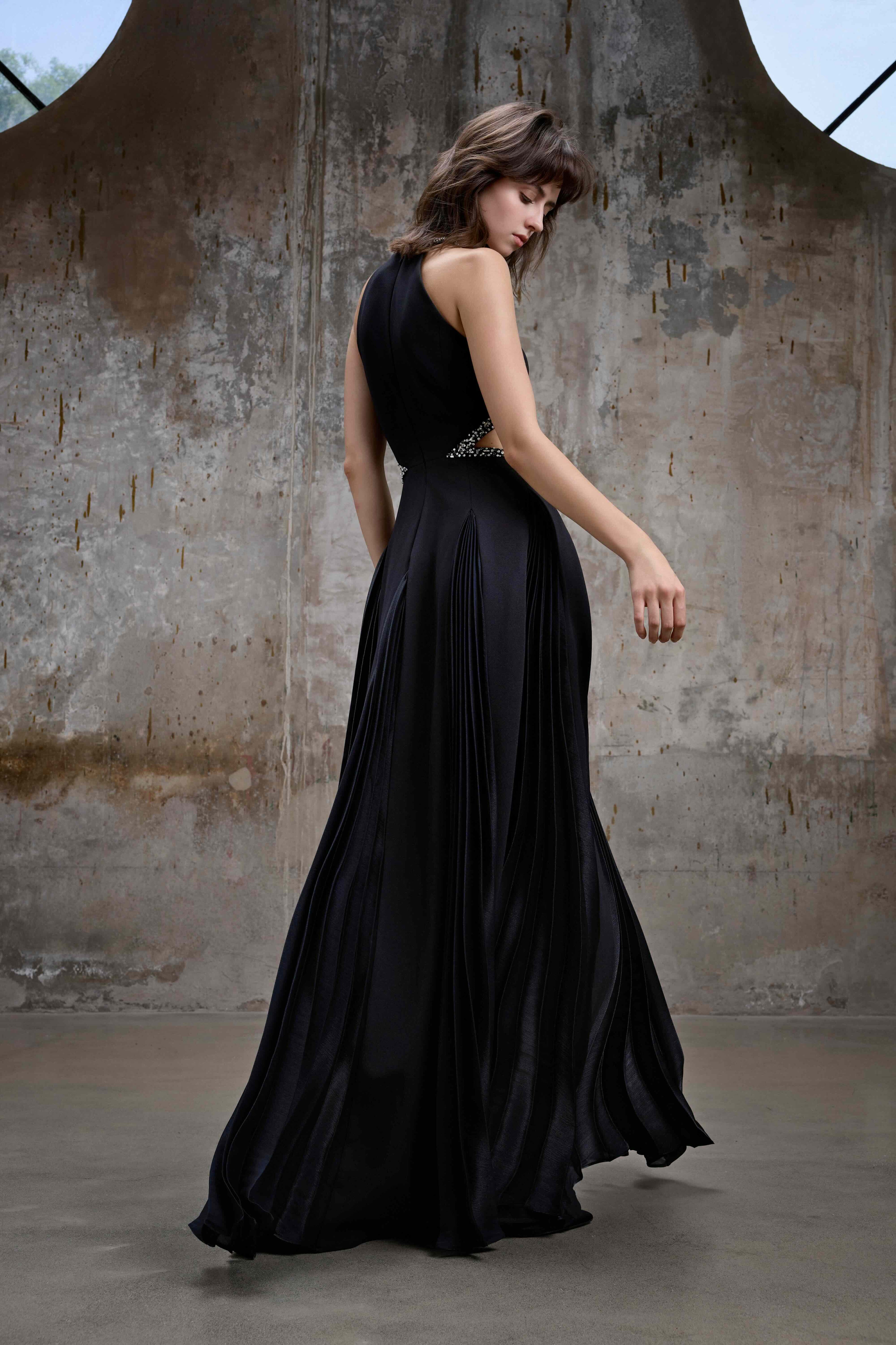 Black Embellished Cut-Out Maxi Dress