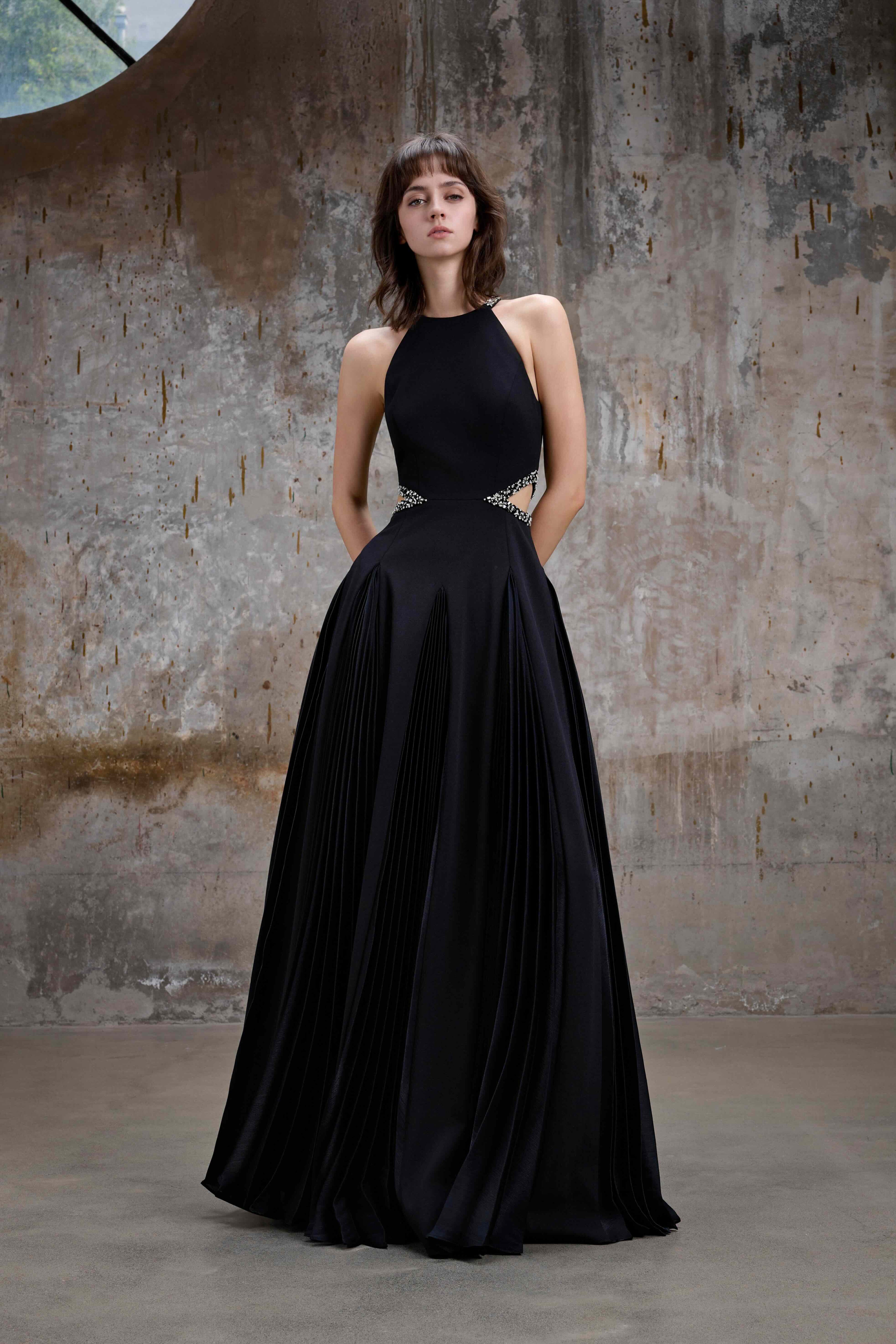 Black Embellished Cut-Out Maxi Dress