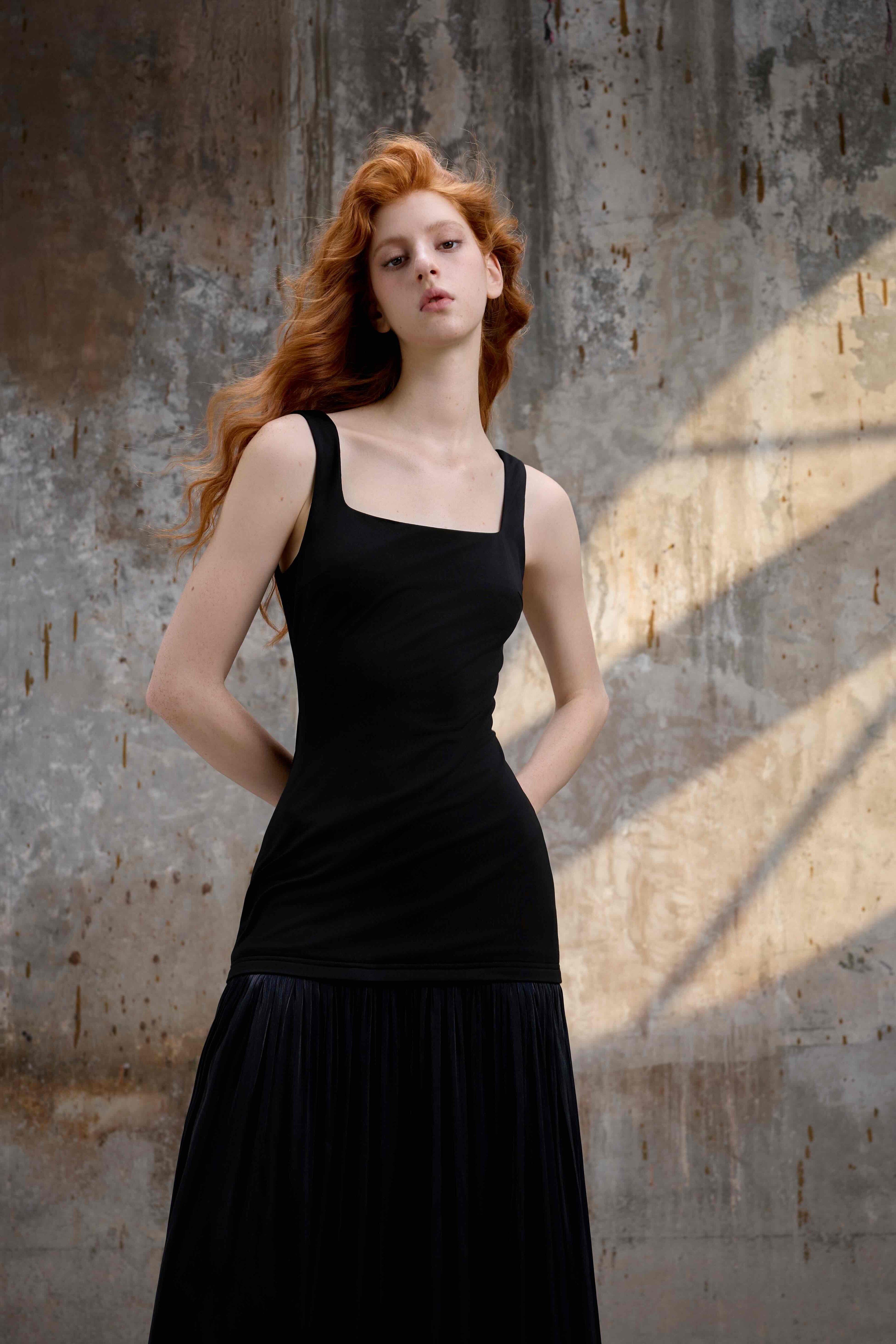 Black Drop-Waist Maxi Dress