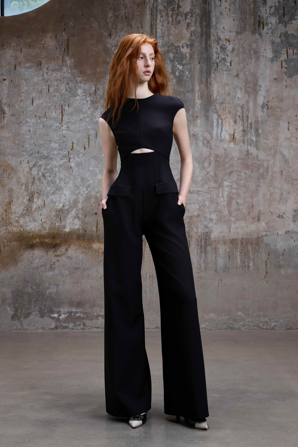Black Structured Cut-Out Jumpsuit